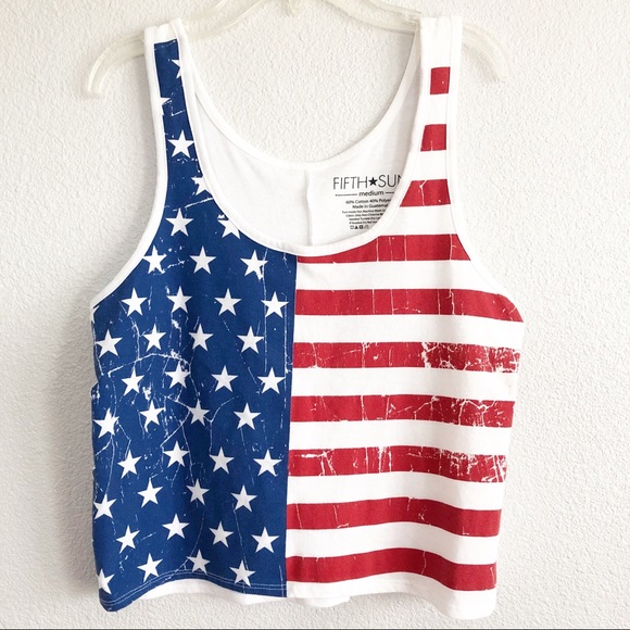 American Flag Red White Blue Crop 